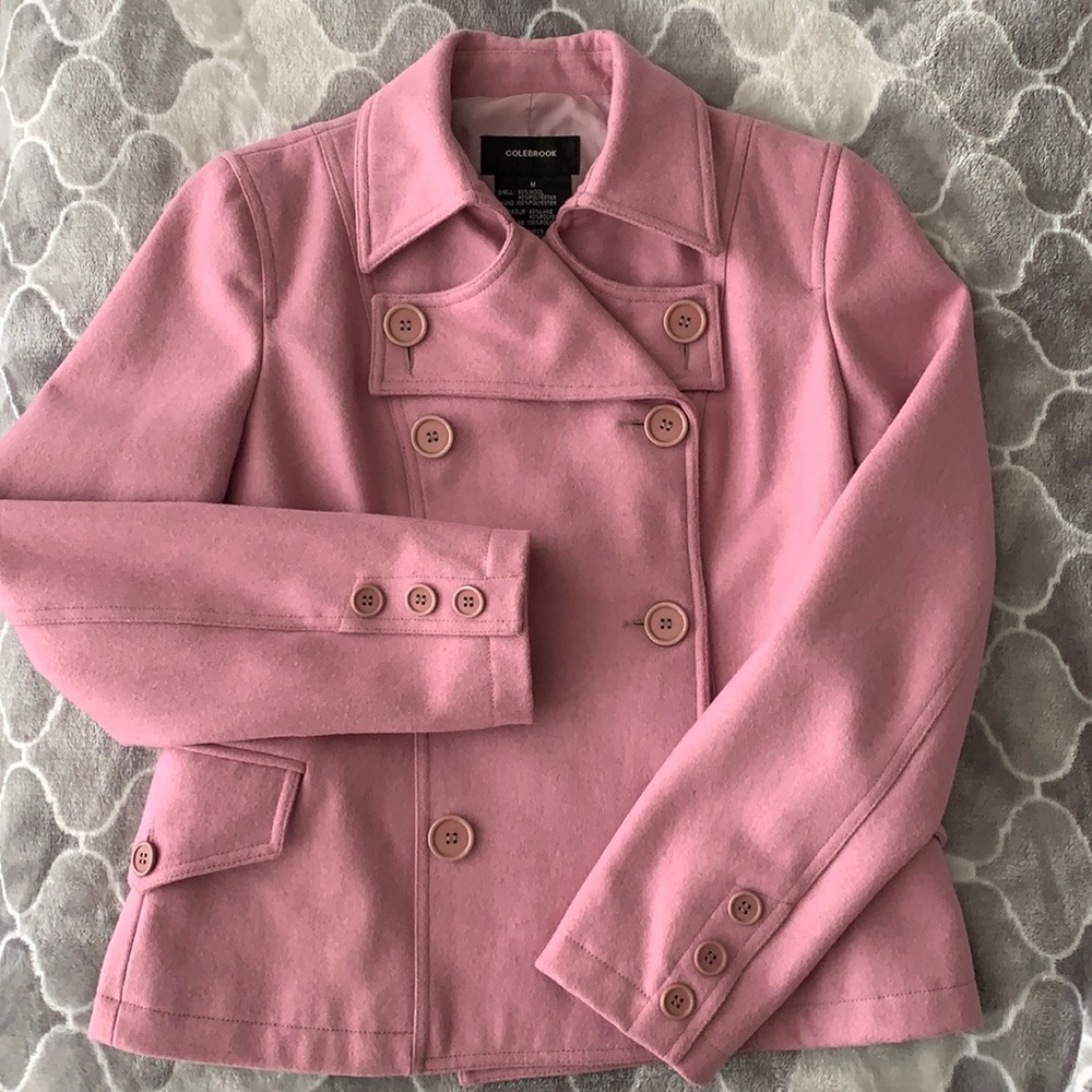 Pink Double Breasted Pea Coat Jacket - Picture 2 of 8